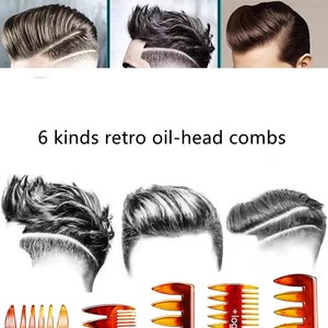 Pettine a denti larghi Sudi Barber in stile retrò con manico in PP e denti in plastica, set doppio lato per <span class=keywords><strong>acconciature</strong></span> slick-back da uomo - Product Image 6