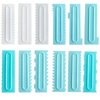 31 Modèles de Spatules/Lisseurs à Crème en Plastique Bleues et Blanches, Kit d'Outils de Pâtisserie pour Gâteaux
