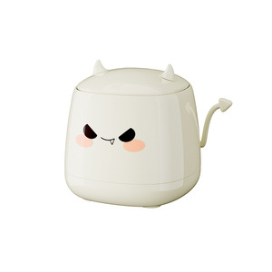 Little Devil Trash Can Round Push Leaf Lid Desktop Office Storage Bin Large Capacity Multifunctional - Product Image 2