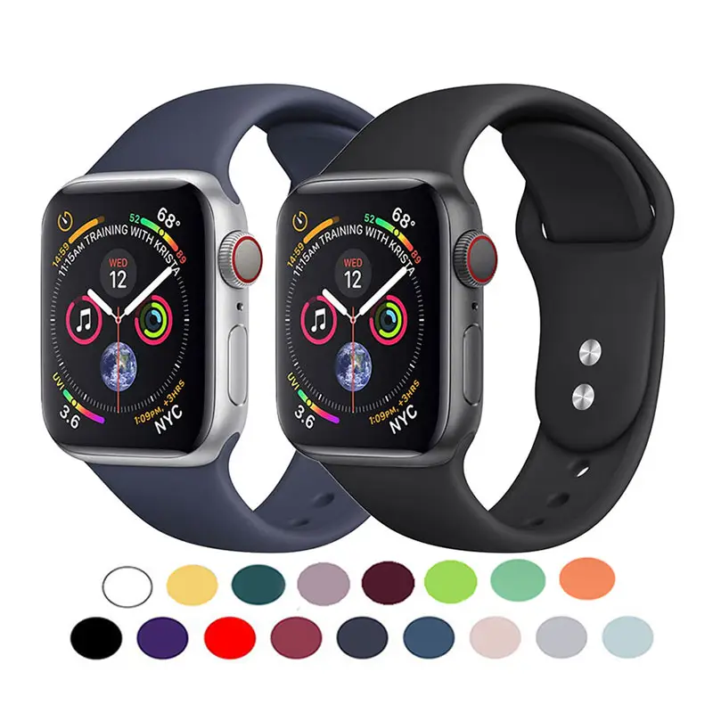 2022 Fashion Hot Sale Silicone Rubber Wrist Watch Sport Band For Apple Watch Series 3 4 5 6 7 SE for 20mm Apple Smart Watch