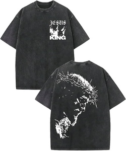 High Quality 230gsm Cotton Acid Washed T Shirt Custom Logo Blank Heavyweight Oversized Vintage Hip Hop Street Wear - Product Image 3