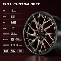 Jantes forgées 3 pièces en bronze noir à fente en V, livraison directe usine OEM, vente chaude, 19x9.5 5x112 6061T6, jantes personnalisées à déport profond pour Mercedes