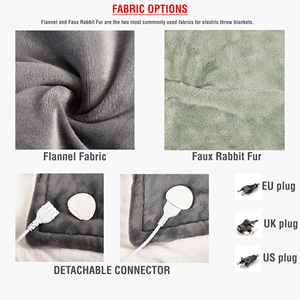 Machine Wash Deep Grey Soft Flannel Fleece Full Body Wrap <strong>Electric</strong> <strong>Heating</strong> <strong>Throw</strong> <strong>Blanket</strong> with 9 <strong>Heating</strong> Levels Auto off - Product Image 4