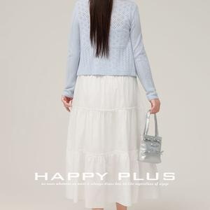แฮปปี้ พลัสชุดเสื้อคาร์ดิแกนถักสีฟ้ากระโปรงสีขาวพลัสไซส์ผู้หญิงสไตล์สาวนักเรียนลำลอง N9152 - Product Image 2
