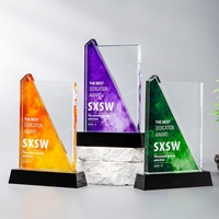 Trophée personnalisé en cristal d'encre avec base noire pour événements sportifs et cérémonies annuelles d'entreprise