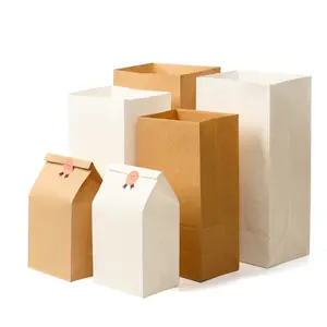 Биоразлагаемые пакеты из крафт-бумаги для фаст-фуда с принтом на заказ, бумажный пакет, высококачественный пакет для пищевых продуктов
