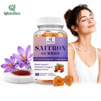 Qbioflex OEM ODM Extrait de safran liquide en gommes avec Vitamine B, Ashwagandha, L-théanine, Herbe de goûtave pour la digestion, la santé et l'énergie