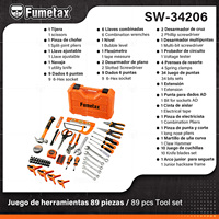 FUMETAX – Kit d'outils domestiques 50 pièces : clés, pinces, marteau, tournevis, mètre ruban, niveaux et embouts