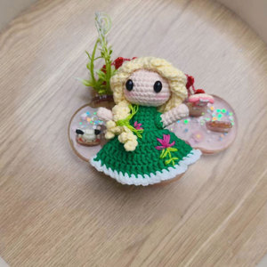 Portachiavi fatto a mano Mini fantasia foresta principessa Amigurumi all'uncinetto con tessuto di cotone personaggio lavorato a maglia - Product Image 4