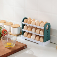 Étagère de rangement pour œufs à 3 niveaux, type rabattable, organisateur de réfrigérateur, boîte de rangement pratique, accessoires de cuisine