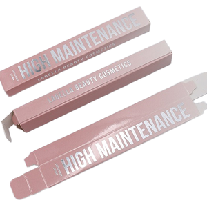 Eleganti Scatole di Cartone Personalizzate con Finitura Argento Lucido Rosa per Confezioni di Rossetti e Lucidalabbra - Product Image 1