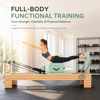 Machine de Pilates Reformer en chêne PCH88-B, structure en bois, cuir PU, pour studio et domicile, entraînement de force, de flexibilité et d'équilibre