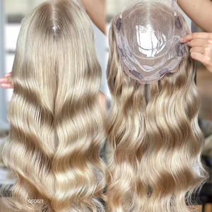 2024 timide été nouveau Design Balayage Topper Remy cheveux facile à installer avec grande base et dentelle transparente pour les femmes - Product Image 1