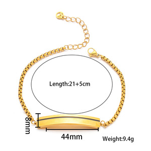 Bracelets en acier inoxydable pour femmes Bracelet en or 18 carats Barre en métal à graver Chaîne pour couple personnalisée <span class=keywords><strong>Bijoux</strong></span> de corps pour femmes - Product Image 5