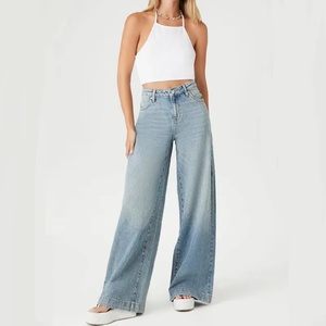 Jeans en denim décontractés, jeans baggy personnalisés, jeans à jambes larges tendance pour femmes - Product Image 3