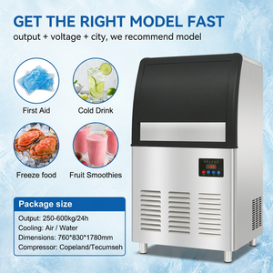 Máquina de Hielo Comercial de 25 kg/24 h, Máquina de Hielo en Cubos de Acero Inoxidable con Enfriamiento por Aire para Bares, Restaurantes y Hoteles, 110 V 220 V - Product Image 1