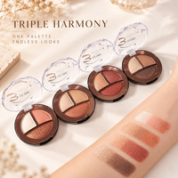Palette de fards à paupières 3 couleurs, mat et scintillant, mélangeable, couleur nude, mini cosmétique portable pour le maquillage quotidien