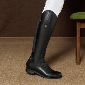 Botas de Equitación Clásicas de Caña Alta, Cuero Liso, Calzado Ecuestre Unisex - Product Image 1