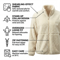 Veste Sherpa SUHE pour femme, coupe oversize, en polaire zippée, col montant, douce et moelleuse, chaude pour l'hiver, décontractée, en coton