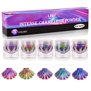 LEQU Happy And Fun 5 Color Iridescent Chameleon Powder <b>Set</b> For Craft Supplies With Vibrant Shimmering Finish - Product Image 2