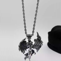 Collier Hisera rétro en acier titane avec ailes d'ange pour hommes et femmes, pendentif tendance hip-hop, chaîne en corde, accessoires pour couple