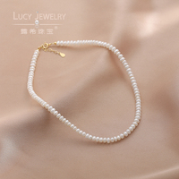 Collier de perles d'eau douce naturelles en gros avec tour de cou en argent sterling 925 pour femmes, cadeau de chaîne à maillons en or 14 carats de style vintage