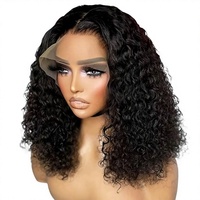 Perruque Bob Jerry Curl en Cheveux Humains Transparente 13*4 Courte Bouclée Modèle A-60 Mécanisme