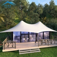 Tente de luxe 4 saisons en toile PVDF pour hôtel-resort, imperméable, pour glamping et safari, avec lodge en tente