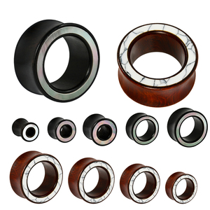 Tunnels d'oreille en bois de design haut de gamme, dilatateurs, plugs <span class=keywords><strong>creux</strong></span>, écarteurs, bijoux de corps unisexe pour mariage et fiançailles - Product Image 1