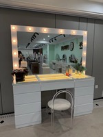 Nouvelle Coiffeuse Grande Miroir avec Rangement et Éclairage LED pour Chambre à Coucher, Meuble de Maquillage avec Tiroirs pour la Maison