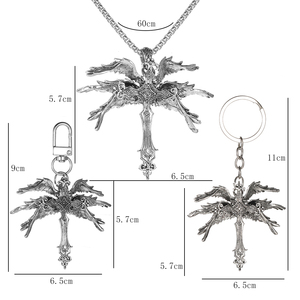 Collana da uomo con ciondolo a croce a sei ali, stile hip-hop, in lega, con catena a maglie, accessori per maglioni, all'ingrosso - Articolo caldo! - Product Image 6