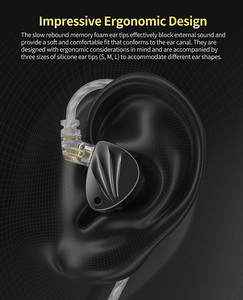 Auricolari Cablati KZ Krila con Interruttore di Regolazione, Cuffie HiFi con Driver Ibrido, Monitor <span class=keywords><strong>In</strong></span>-<span class=keywords><strong>Ear</strong></span> di Qualità Professionale - Product Image 6