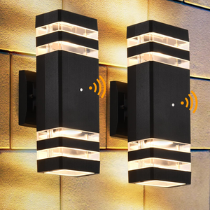 Lampe murale extérieure IP65 avec capteur de lumière, allumage crépusculaire, éclairage haut et bas / Luminaire de jardin extérieur pour hôtel et villa, lampes de porche en ABS - Product Image 1