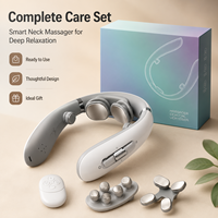 3-in-1 Elektrische Nackenmassage-Maschine F12 Austauschbare Massageköpfe Kneten Wärme Vibration Timer Kabellose Nackenmassagegerät