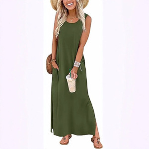 Women's Sleeveless Maxi Dress With Slit High Waisted Long Skirt Casual Vacation Style Smlxlxxlxxxl - Product Image 3