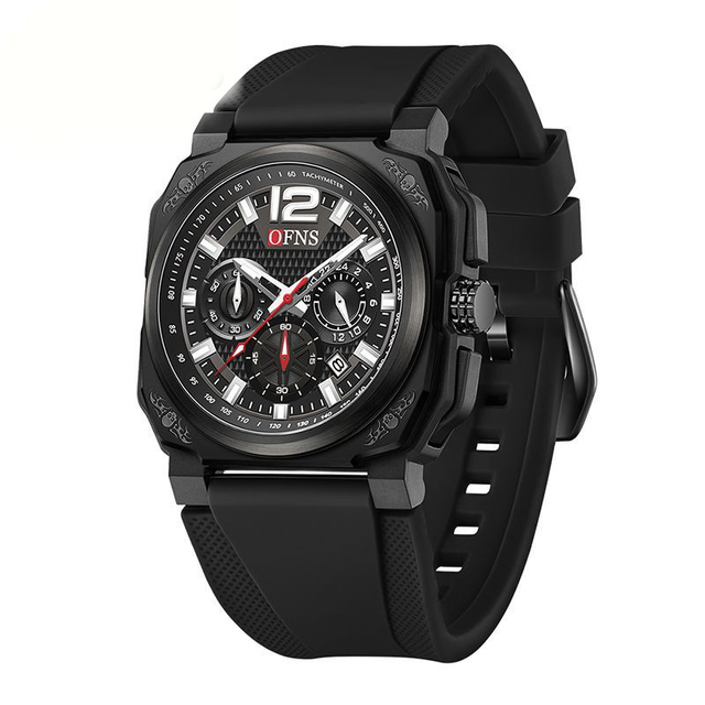 Luxury Square Face Men's Quartz Watch Chronograph Three-eye Six-hand Business Wristwatch with Calendar Waterproof Men's Watch