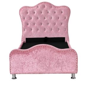 Tapicería de doble tamaño para niña, cama de tela sintética de color rosa, tapizada con botones suaves, barata - Product Image 1