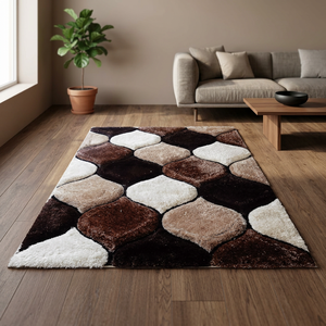 Tapis de sol carré moderne Safa International en polyester, moelleux et tufté, avec envers antidérapant en latex, motif floral, extra épais, pour salle de bain - Product Image 5