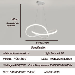 Lustre suspendu contemporain de luxe en acrylique nordique moderne LED suspendu au plafond Globe anneau télécommande pendentif cercle - Product Image 3