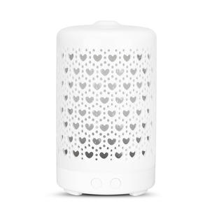 Difusor de Aroma Creativo de Cerámica en Forma de Corazón, 0.5L, Base Blanca con Base de Madera con Vetas Claras, Humidificador de Aceites Esenciales, Luz Nocturna - Product Image 4