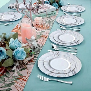 Luxury White <b>Marble</b> With Gold Rim For Party Charger Plates Dishes Ceramic Dinner <b>Sets</b> Fine Bone China Four-Piece <b>Set</b> Wedding - Product Image 6