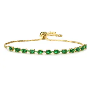 2024 Best Price green marquises bracelet fancy lady Tiny Pave marquises CZ adjustable bracelet bangle free sample