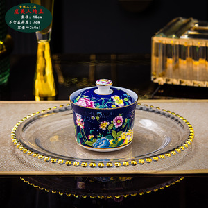 搪瓷陶瓷小汤杯中式植物便携式骨瓷炖锅带盖家庭餐厅酒店 - Product Image 6