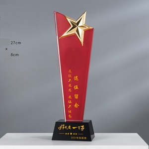 Trophée en cristal personnalisé HBL pour vétéran, avec drapeau métallique, étoile et voilier, récompense en verre pour cadeau commémoratif de camarade - Product Image 5