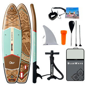 Tabla de Paddle Surf Inflable Premium de 11 pies x 33 pulgadas con Estampado de Madera Menta y Bomba, SUP Rústico BLUEWAYS para Exploración en la Naturaleza - Product Image 6