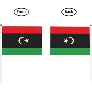 ธงลิเบียขนาดเล็ก 5.5x8.2 นิ้ว ทำจากโพลีเอสเตอร์ สำหรับตกแต่ง พร้อมเสา PVC ขายส่ง - Product Image 3