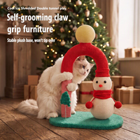 Griffoir Chat Noël Corde Sisal Bonhomme Neige Jouet Ressort Velours Style Mignon Hiver Chats Moyens Installation Facile