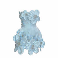 Robe mini en satin sans bretelles avec appliques florales 3D en perles, robe mini scintillante avec strass en bleu bébé, robe de soirée pour femme