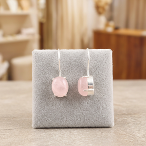 Boucles d'oreilles en quartz rose, faites à la main par un créateur, en argent sterling 925, pour femmes et filles, à porter lors de fêtes. - Product Image 5