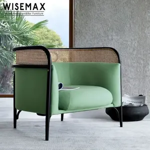 WISEMAX רהיטים באיכות גבוהה מודרני קש ספת נצרים סלון עץ מלא ספת דירה קש אחד-מושב ספה